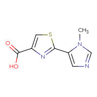 Chemical structure of 2-(1-methyl-1H-imidazol-5-yl)-1,3-thiazole-4-carboxylic acid - CSSB00012421597