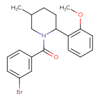 Chemical structure of 1-(3-bromobenzoyl)-2-(2-methoxyphenyl)-5-methylpiperidine - CSSB21432534679