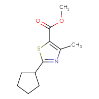 Chemical structure of methyl 2-cyclopentyl-4-methyl-1,3-thiazole-5-carboxylate - CSSB00011739628