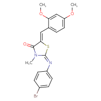 Chemical structure of (2E,5Z)-2-[(4-bromophenyl)imino]-5-[(2,4-dimethoxyphenyl)methylidene]-3-methyl-1,3-thiazolidin-4-one - CSSB00132688218