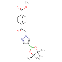 Chemical structure of methyl 4-{2-[4-(4,4,5,5-tetramethyl-1,3,2-dioxaborolan-2-yl)-1H-pyrazol-1-yl]acetyl}bicyclo[2.2.1]heptane-1-carboxylate - CSSB21332107016
