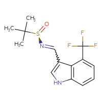 Chemical structure of (R)-2-methyl-N-{[4-(trifluoromethyl)-1H-indol-3-yl]methylidene}propane-2-sulfinamide - CSSB21414466540