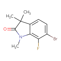 Chemical structure of 6-bromo-7-fluoro-1,3,3-trimethyl-2,3-dihydro-1H-indol-2-one - CSSB21253048046