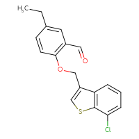 Chemical structure of 2-[(7-chloro-1-benzothiophen-3-yl)methoxy]-5-ethylbenzaldehyde - CSSB21349263653