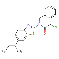 Chemical structure of N-benzyl-N-[6-(butan-2-yl)-1,3-benzothiazol-2-yl]-2-chloroacetamide - CSSB00000698705
