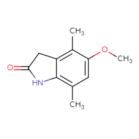 Chemical structure of 5-methoxy-4,7-dimethyl-2,3-dihydro-1H-indol-2-one - CSSB00010509592
