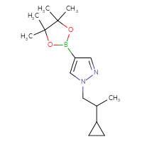 Chemical structure of 1-(2-cyclopropylpropyl)-4-(4,4,5,5-tetramethyl-1,3,2-dioxaborolan-2-yl)-1H-pyrazole - CSSB00116872163