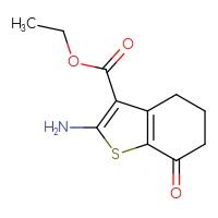 Chemical structure of ethyl 2-amino-7-oxo-4,5,6,7-tetrahydro-1-benzothiophene-3-carboxylate - CSSB00000028194