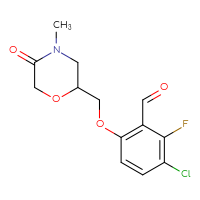 Chemical structure of 3-chloro-2-fluoro-6-[(4-methyl-5-oxomorpholin-2-yl)methoxy]benzaldehyde - CSSB21331795426