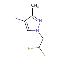 Chemical structure of 1-(2,2-difluoroethyl)-4-iodo-3-methyl-1H-pyrazole - CSSB00010781052