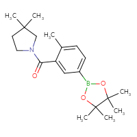 Chemical structure of 3,3-dimethyl-1-[2-methyl-5-(4,4,5,5-tetramethyl-1,3,2-dioxaborolan-2-yl)benzoyl]pyrrolidine - CSSB02533261526
