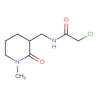 Chemical structure of 2-chloro-N-[(1-methyl-2-oxopiperidin-3-yl)methyl]acetamide - CSSB03550028726