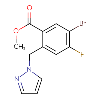 Chemical structure of methyl 5-bromo-4-fluoro-2-[(1H-pyrazol-1-yl)methyl]benzoate - CSSB15046677484