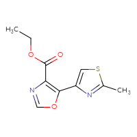 Chemical structure of ethyl 5-(2-methyl-1,3-thiazol-4-yl)-1,3-oxazole-4-carboxylate - CSSB00014327556