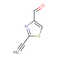 Chemical structure of 2-ethynyl-1,3-thiazole-4-carbaldehyde - CSSB02125645554