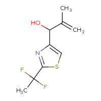 Chemical structure of 1-[2-(1,1-difluoroethyl)-1,3-thiazol-4-yl]-2-methylprop-2-en-1-ol - CSSB06258073601