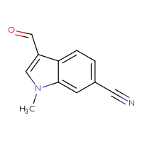 Chemical structure of 3-formyl-1-methyl-1H-indole-6-carbonitrile - CSSB00009845739
