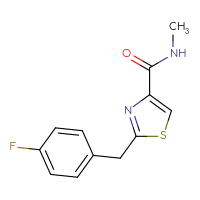 Chemical structure of 2-[(4-fluorophenyl)methyl]-N-methyl-1,3-thiazole-4-carboxamide - CSSB01997805270