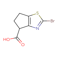 Chemical structure of 2-bromo-4H,5H,6H-cyclopenta[d][1,3]thiazole-4-carboxylic acid - CSSB06797432192