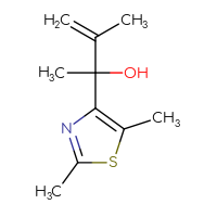 Chemical structure of 2-(2,5-dimethyl-1,3-thiazol-4-yl)-3-methylbut-3-en-2-ol - CSSB21246270135