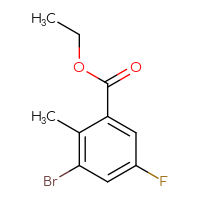 Chemical structure of ethyl 3-bromo-5-fluoro-2-methylbenzoate - CSSB00012347599