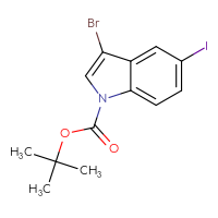 Chemical structure of tert-butyl 3-bromo-5-iodo-1H-indole-1-carboxylate - CSSB03219875840