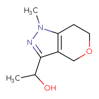 Chemical structure of 1-{1-methyl-1H,4H,6H,7H-pyrano[4,3-c]pyrazol-3-yl}ethan-1-ol - CSSB06625838973