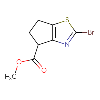 Chemical structure of methyl 2-bromo-4H,5H,6H-cyclopenta[d][1,3]thiazole-4-carboxylate - CSSB07091330916
