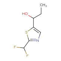 Chemical structure of 1-[2-(difluoromethyl)-1,3-thiazol-5-yl]propan-1-ol - CSSB03551845630