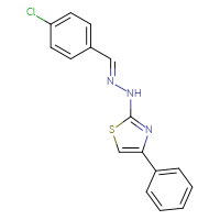 Chemical structure of 2-[(2E)-2-[(4-chlorophenyl)methylidene]hydrazin-1-yl]-4-phenyl-1,3-thiazole - CSSB00132872733