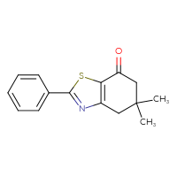 Chemical structure of 5,5-dimethyl-2-phenyl-4,5,6,7-tetrahydro-1,3-benzothiazol-7-one - CSSB00000935990