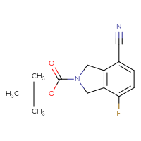 Chemical structure of tert-butyl 4-cyano-7-fluoro-2,3-dihydro-1H-isoindole-2-carboxylate - CSSB21103096318