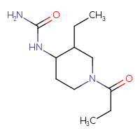 Chemical structure of (3-ethyl-1-propanoylpiperidin-4-yl)urea - CSSB15030187953