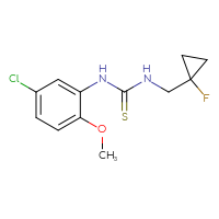Chemical structure of 1-(5-chloro-2-methoxyphenyl)-3-[(1-fluorocyclopropyl)methyl]thiourea - CSSB01132680382