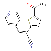 Chemical structure of 2-(5-acetylthiophen-2-yl)-3-(pyridin-4-yl)prop-2-enenitrile - CSSB02125604421
