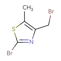 Chemical structure of 2-bromo-4-(bromomethyl)-5-methyl-1,3-thiazole - CSSB00010127907