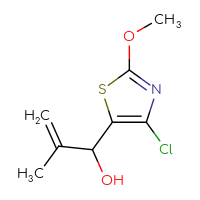 Chemical structure of 1-(4-chloro-2-methoxy-1,3-thiazol-5-yl)-2-methylprop-2-en-1-ol - CSSB00112024511