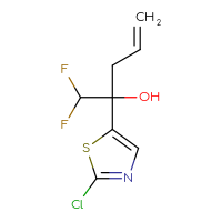 Chemical structure of 2-(2-chloro-1,3-thiazol-5-yl)-1,1-difluoropent-4-en-2-ol - CSSB21246282504