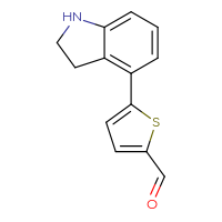 Chemical structure of 5-(2,3-dihydro-1H-indol-4-yl)thiophene-2-carbaldehyde - CSSB06584838377