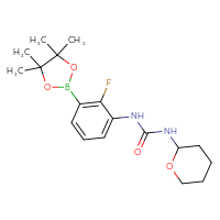 Chemical structure of 3-[2-fluoro-3-(4,4,5,5-tetramethyl-1,3,2-dioxaborolan-2-yl)phenyl]-1-(oxan-2-yl)urea - CSSB21245996649