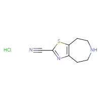 Chemical structure of 4H,5H,6H,7H,8H-[1,3]thiazolo[4,5-d]azepine-2-carbonitrile hydrochloride - CSSB20621655522