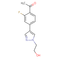 Chemical structure of 1-{2-fluoro-4-[1-(2-hydroxyethyl)-1H-pyrazol-4-yl]phenyl}ethan-1-one - CSSB04643376577