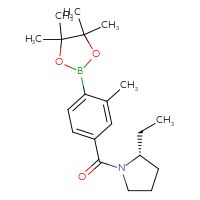 Chemical structure of (2R)-2-ethyl-1-[3-methyl-4-(4,4,5,5-tetramethyl-1,3,2-dioxaborolan-2-yl)benzoyl]pyrrolidine - CSSB09894605818