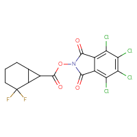Chemical structure of 4,5,6,7-tetrachloro-1,3-dioxo-2,3-dihydro-1H-isoindol-2-yl 2,2-difluorobicyclo[4.1.0]heptane-7-carboxylate - CSSB20271284607