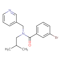 Chemical structure of 3-bromo-N-(2-methylpropyl)-N-[(pyridin-3-yl)methyl]benzamide - CSSB11664992509