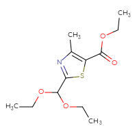 Chemical structure of ethyl 2-(diethoxymethyl)-4-methyl-1,3-thiazole-5-carboxylate - CSSB00020649620