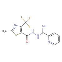 Chemical structure of 2-methyl-N'-(pyridine-2-carboximidoyl)-4-(trifluoromethyl)-1,3-thiazole-5-carbohydrazide - CSSB00138429563