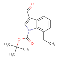 Chemical structure of tert-butyl 7-ethyl-3-formyl-1H-indole-1-carboxylate - CSSB21332128513
