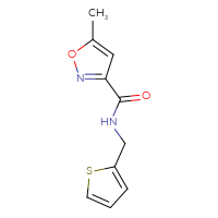 Chemical structure of 5-methyl-N-[(thiophen-2-yl)methyl]-1,2-oxazole-3-carboxamide - CSSB00035415908