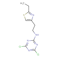 Chemical structure of 4,6-dichloro-N-[2-(2-ethyl-1,3-thiazol-4-yl)ethyl]-1,3,5-triazin-2-amine - CSSB21332175607